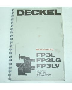 Betriebsanleitung Deckel Fräsmaschine FP3L,  ab Bj.75