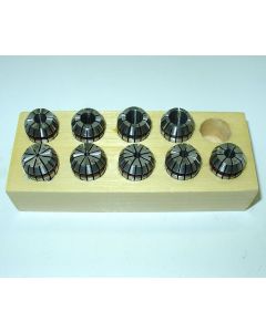 Spannzangensatz (15µm)(Holzsockel) ER16 1,5-9,5mm 1mm-steigend