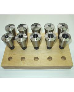 Spannzangensatz 574E D4 bis D25 (10 Stück), mit Holzsockel