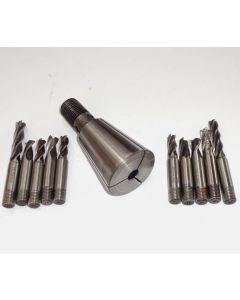 Direktspannzange 574E SK40 S20x2 D10mm + 10 Fräser (gebraucht) Deckel Fräsm.1