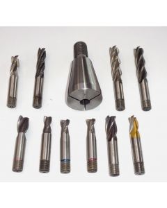 Direktspannzange 574E SK40 S20x2 D12mm + 10 Fräser (gebraucht) Deckel Fräsm.