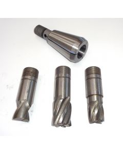 Direktspannzange 574E SK40 S20x2 D25mm + 3 Fräser (gebraucht) Deckel Fräsm.1