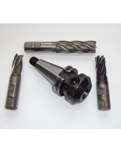 Flächenspannfutter (gebraucht) SK40 S20x2 D25mm +3 Fräser Deckel Fräsmaschine