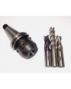 Flächenspannfutter (gebraucht) SK40 S20x2 D20mm +3 Fräser Deckel Fräsmaschine