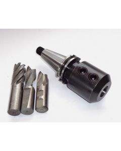 Flächenspannfutter (gebraucht) SK40 S20x2 D25mm +3 Fräser Deckel Fräsmaschine