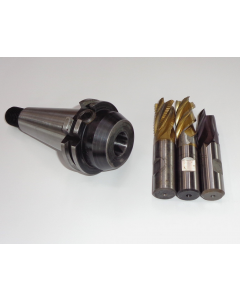 Flächenspannfutter (gebraucht) SK40 S20x2 D20mm + 3 Fräser Deckel Fräsmaschine
