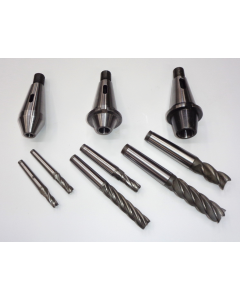 3 Kegelreduzierhülse gebr. SK40 S20x2 MK1,2,3 + 6Fräser Deckel Fräsmaschine