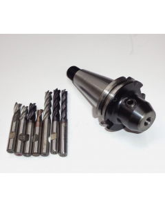 Flächenspannfutter (gebraucht) SK40 S20x2 D10mm + 7 Fräser Deckel Fräsmaschine