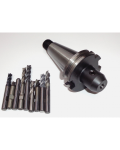 Flächenspannfutter (gebraucht) SK40 S20x2 D8mm + 9 Fräser Deckel Fräsmaschine