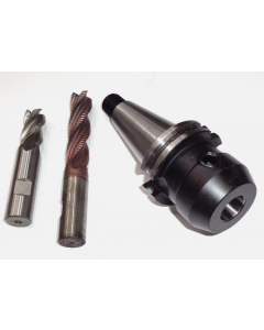 Flächenspannfutter (gebraucht) SK40 S20x2 D20mm + 2 Fräser Deckel Fräsmaschine