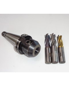 Flächenspannfutter (gebraucht) SK40 S20x2 D20mm + 3 Fräser Deckel Fräsmaschine
