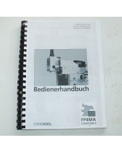 Bedienerhandbuch Deckel Fräsmaschine FP4MA 2204 Contour 2 ab Bj.88